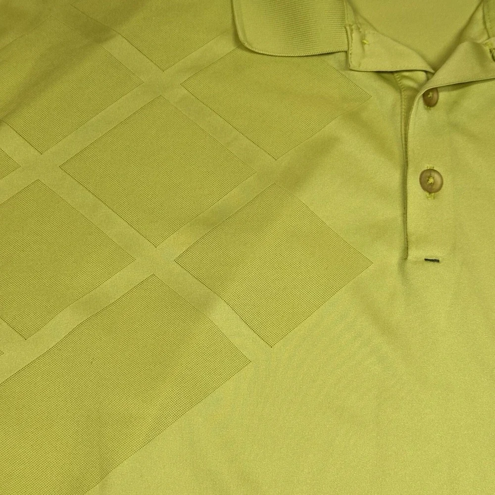 Nike Golf Polo Mens XL‎ Dri Fit Yellow Textured Pattern Stretch
